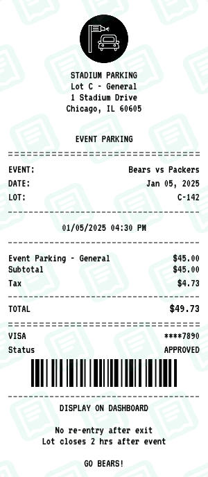 Event Parking receipt template