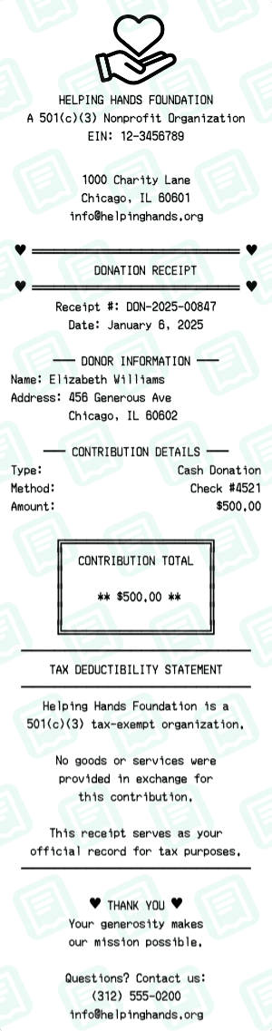 Donation receipt template