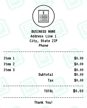 Blank receipt template