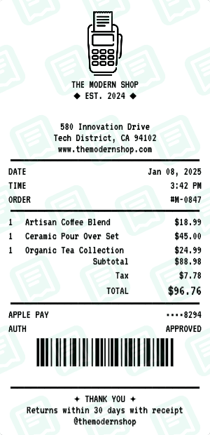 Modern POS receipt template