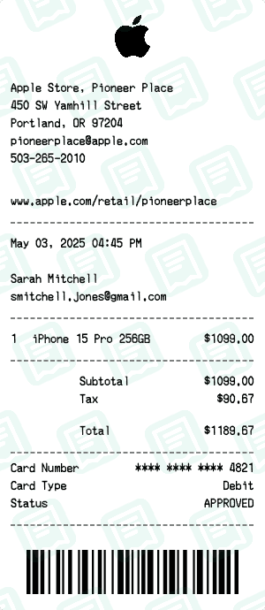 Apple Store receipt template