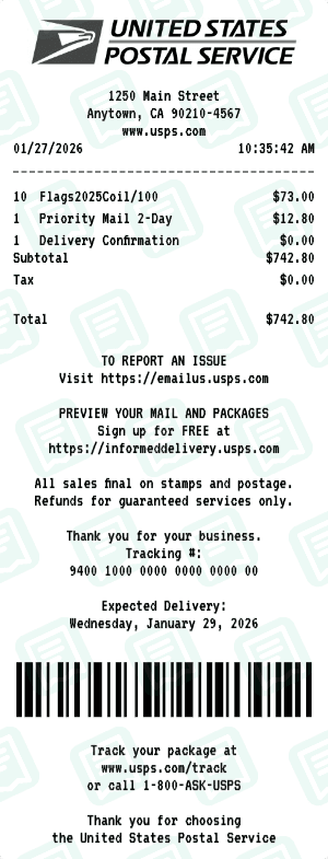 USPS receipt template
