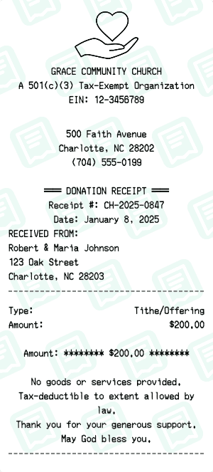 Church Donation receipt template