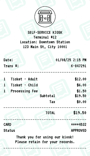 Kiosk receipt template