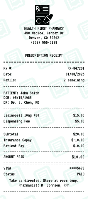 Prescription receipt template