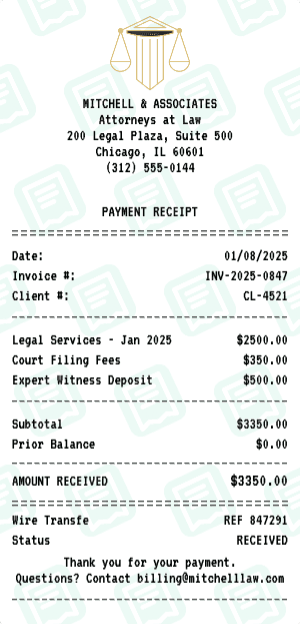 Law Firm receipt template