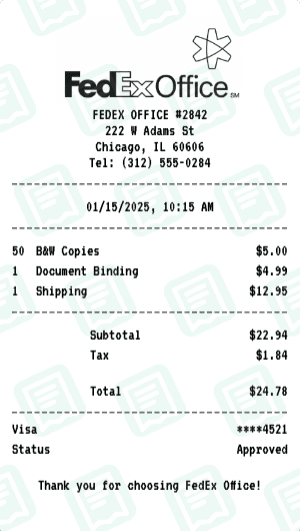 FedEx Office receipt template
