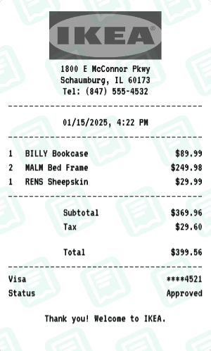 IKEA receipt template