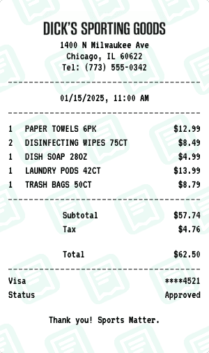 Dick's Sporting Goods receipt template