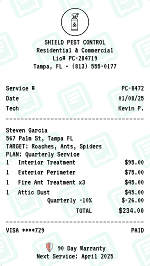 Pest Control receipt template
