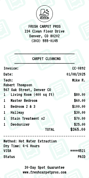 Carpet Cleaning receipt template