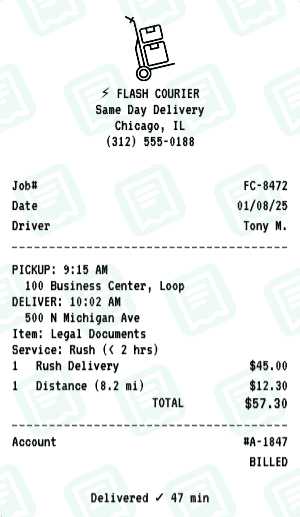 Courier receipt template