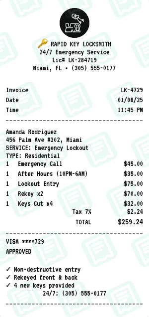 Locksmith receipt template