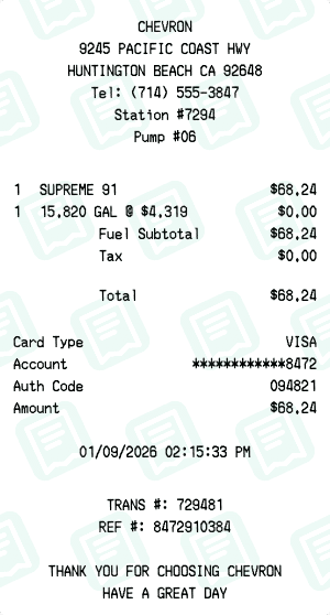 Chevron receipt template